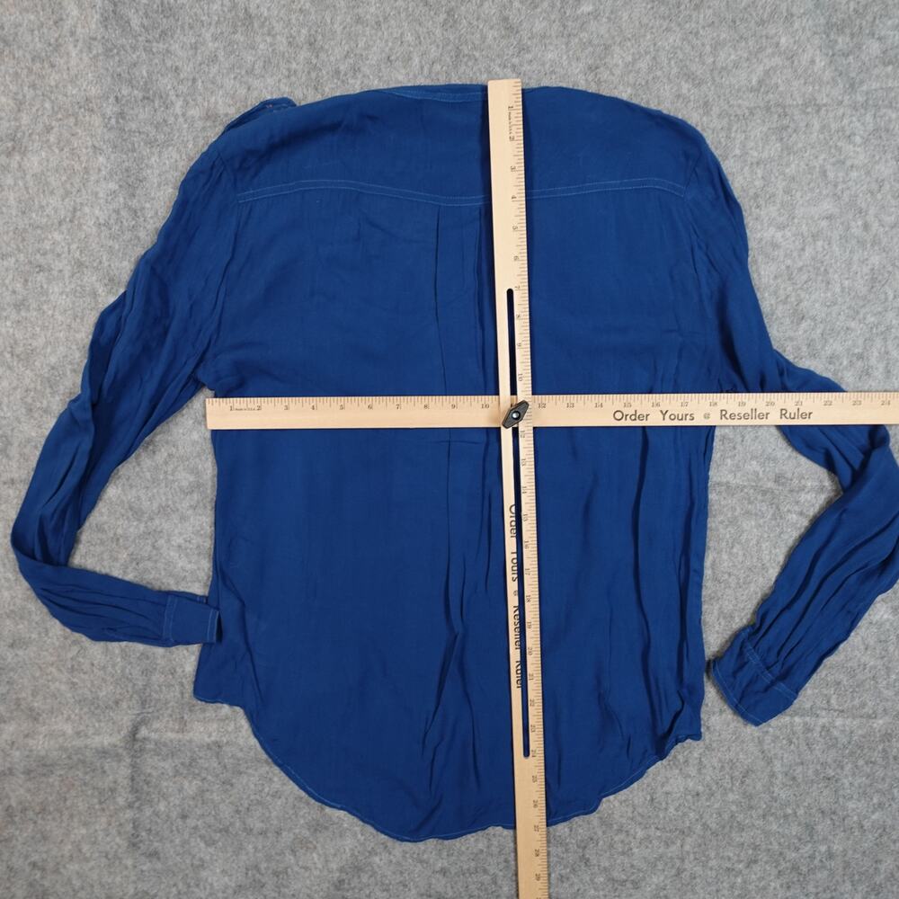 Velvet Graham Spencer Top Womens P Small Half Button Long Sleeve Blue Soft Thin - Picture 6 of 9